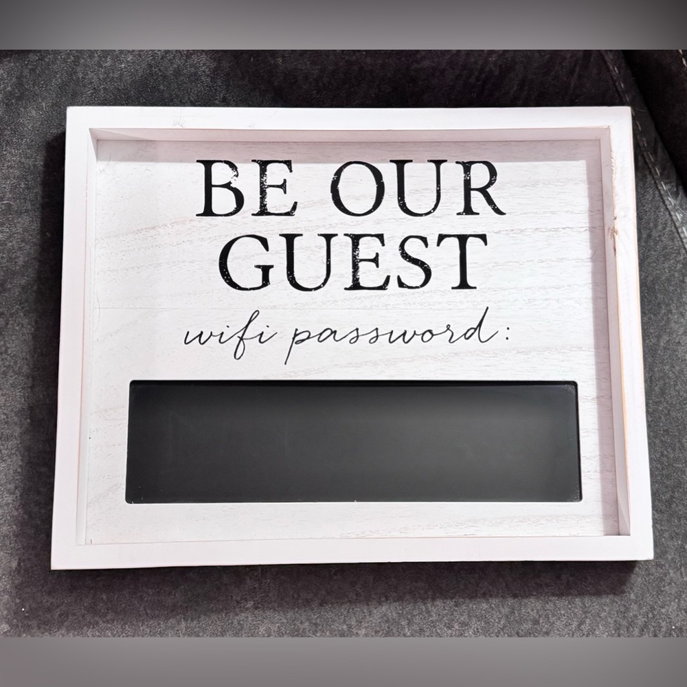 WiFi password board for your house guests, use chalk to write on & easily erase